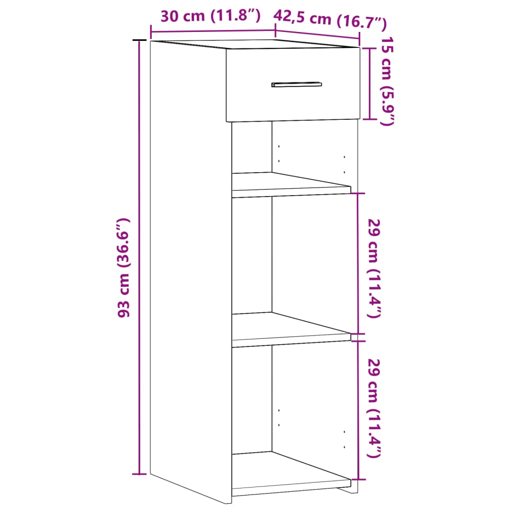 Buffet gris béton 30x42,5x93 cm bois d'ingénierie - XIOS