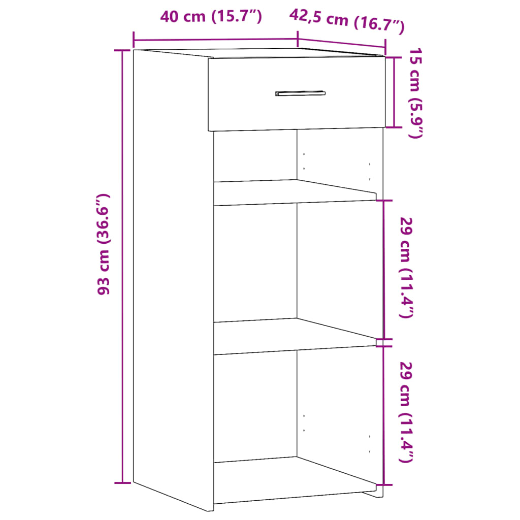 Buffet chêne marron 40x42,5x93 cm bois d'ingénierie - XIOS