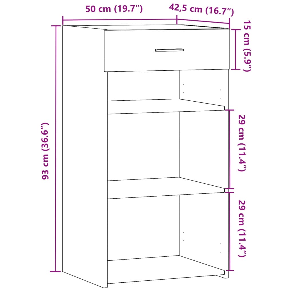 Buffet noir 50x42,5x93 cm bois d'ingénierie - XIOS