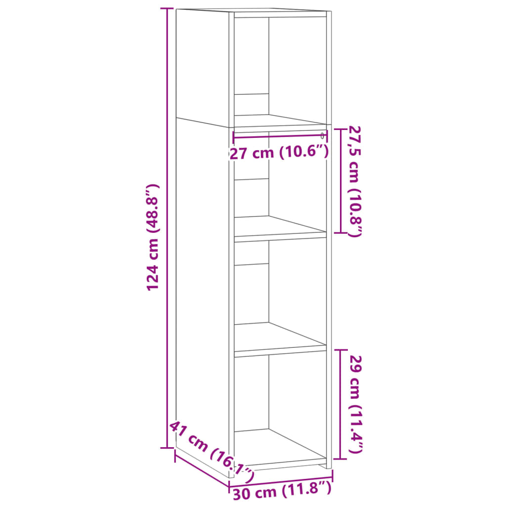 Buffet gris béton 30x41x124 cm bois d'ingénierie - XIOS