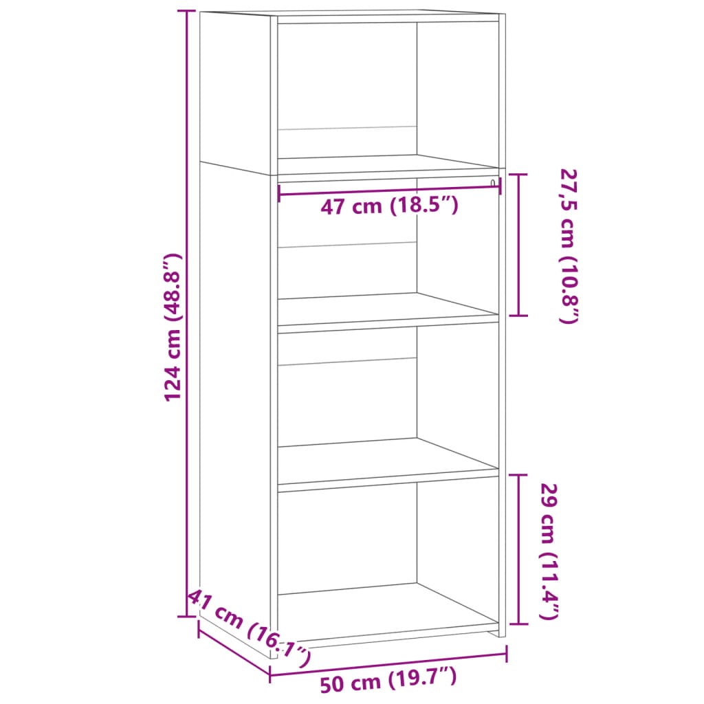 Buffet haut chêne sonoma 50x41x124 cm bois d'ingénierie - XIOS