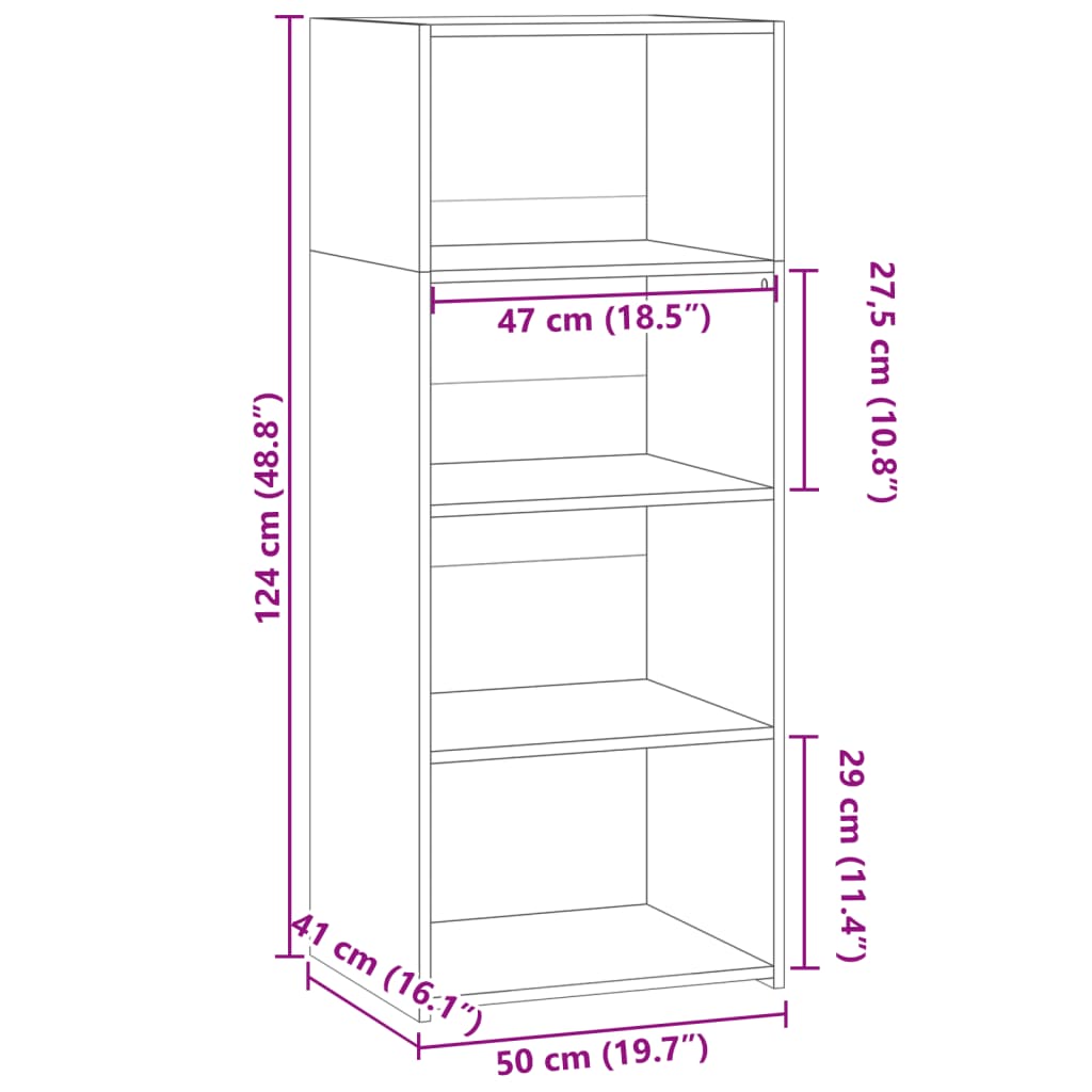 Buffet haut gris béton 50x41x124 cm bois d'ingénierie - XIOS