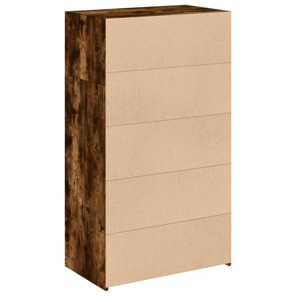 Buffet haut chêne fumé 70x41x124 cm bois d'ingénierie - XIOS