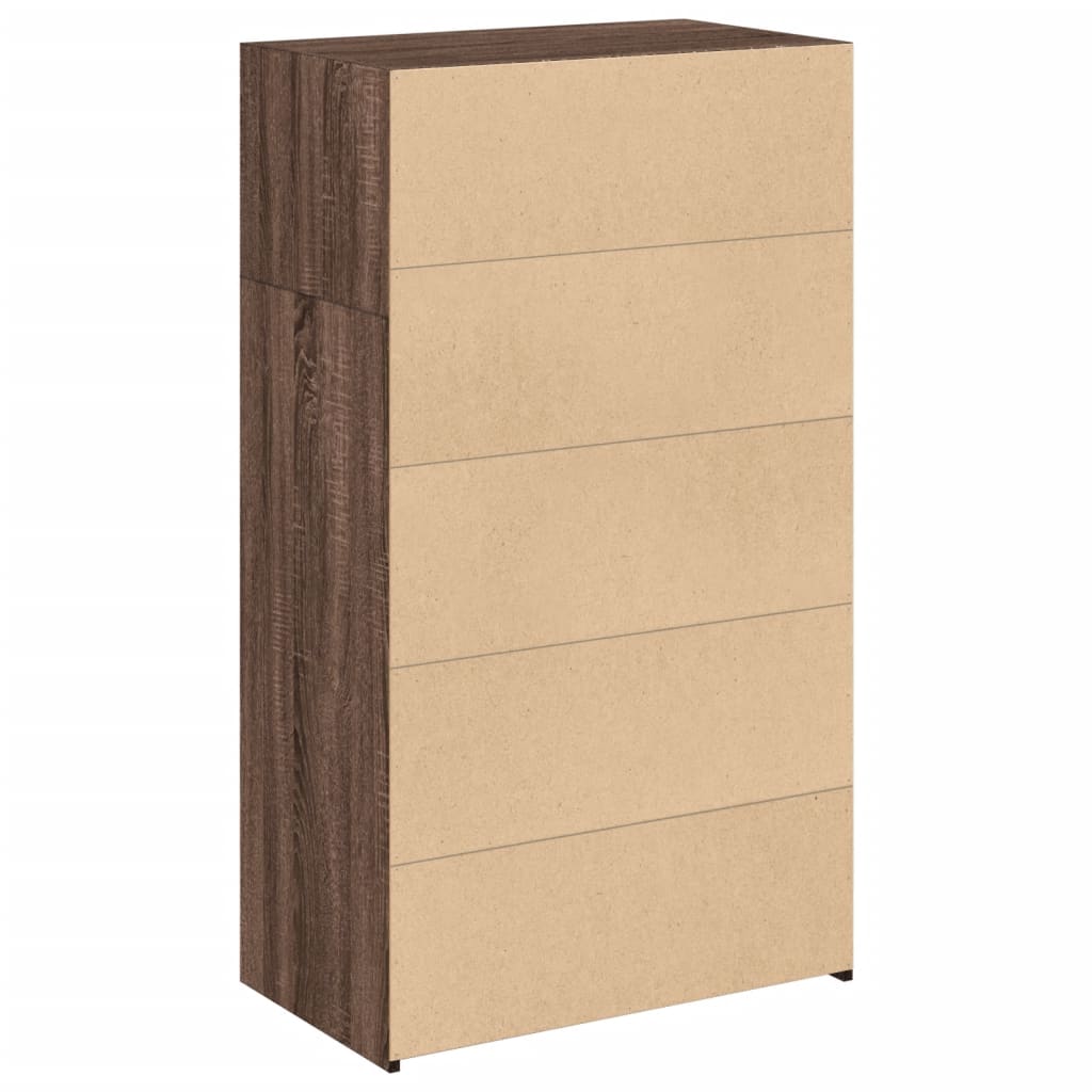 Buffet haut chêne marron 70x41x124 cm bois d'ingénierie - XIOS