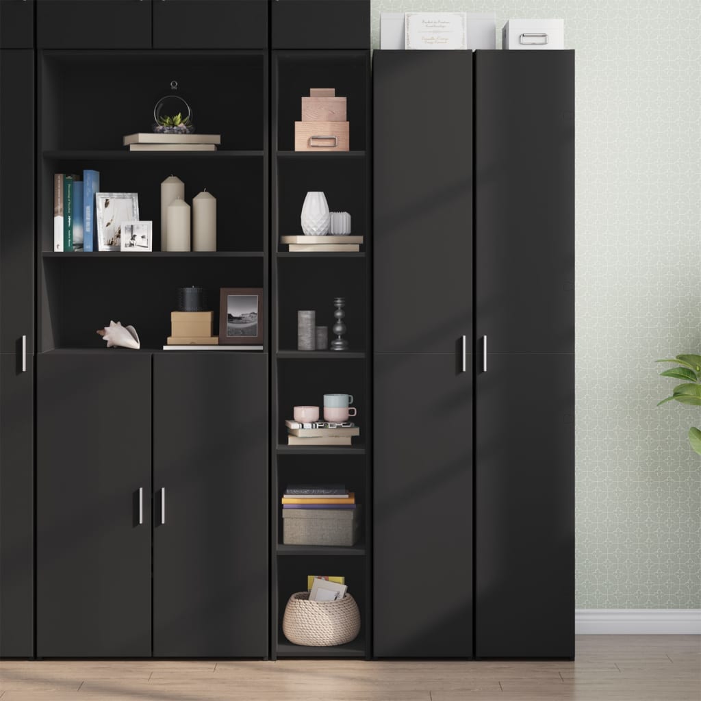 Buffet haut noir 30x41x185 cm bois d'ingénierie - XIOS