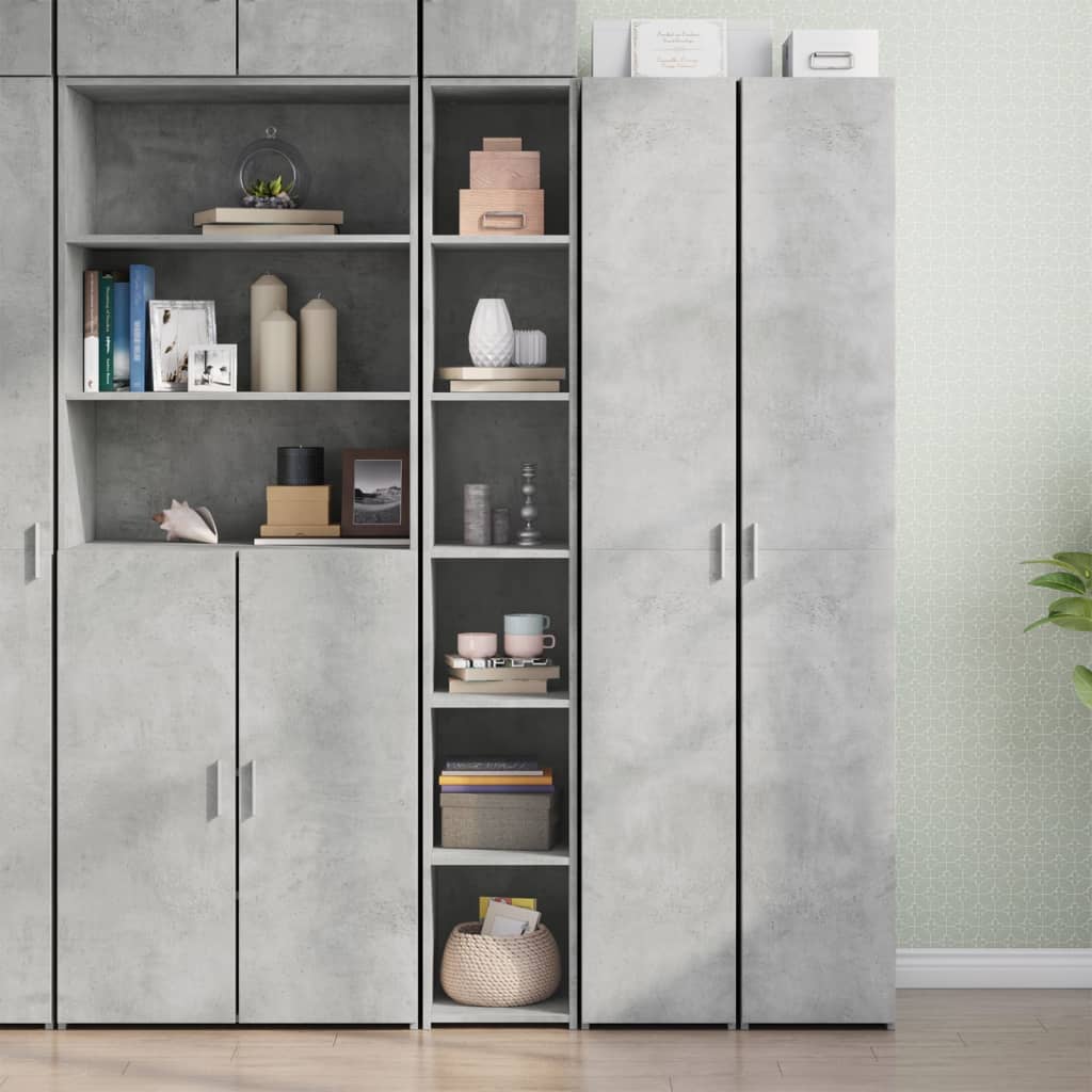 Buffet haut gris béton 30x41x185 cm bois d'ingénierie - XIOS