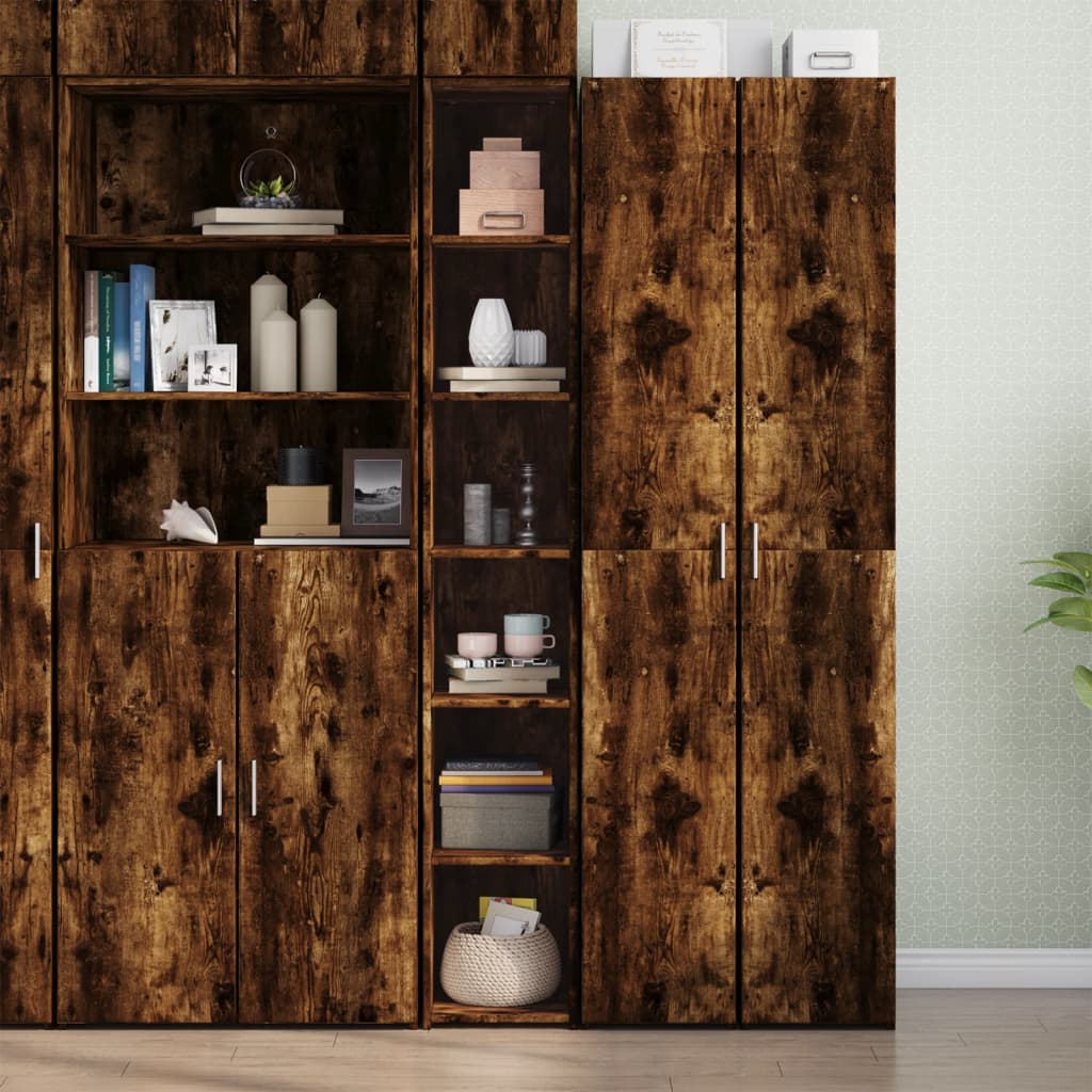 Buffet haut chêne fumé 30x41x185 cm bois d'ingénierie - XIOS
