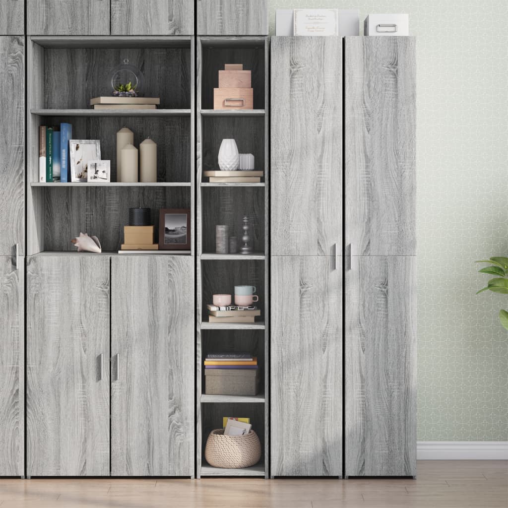 Buffet haut sonoma gris 30x41x185 cm bois d'ingénierie - XIOS