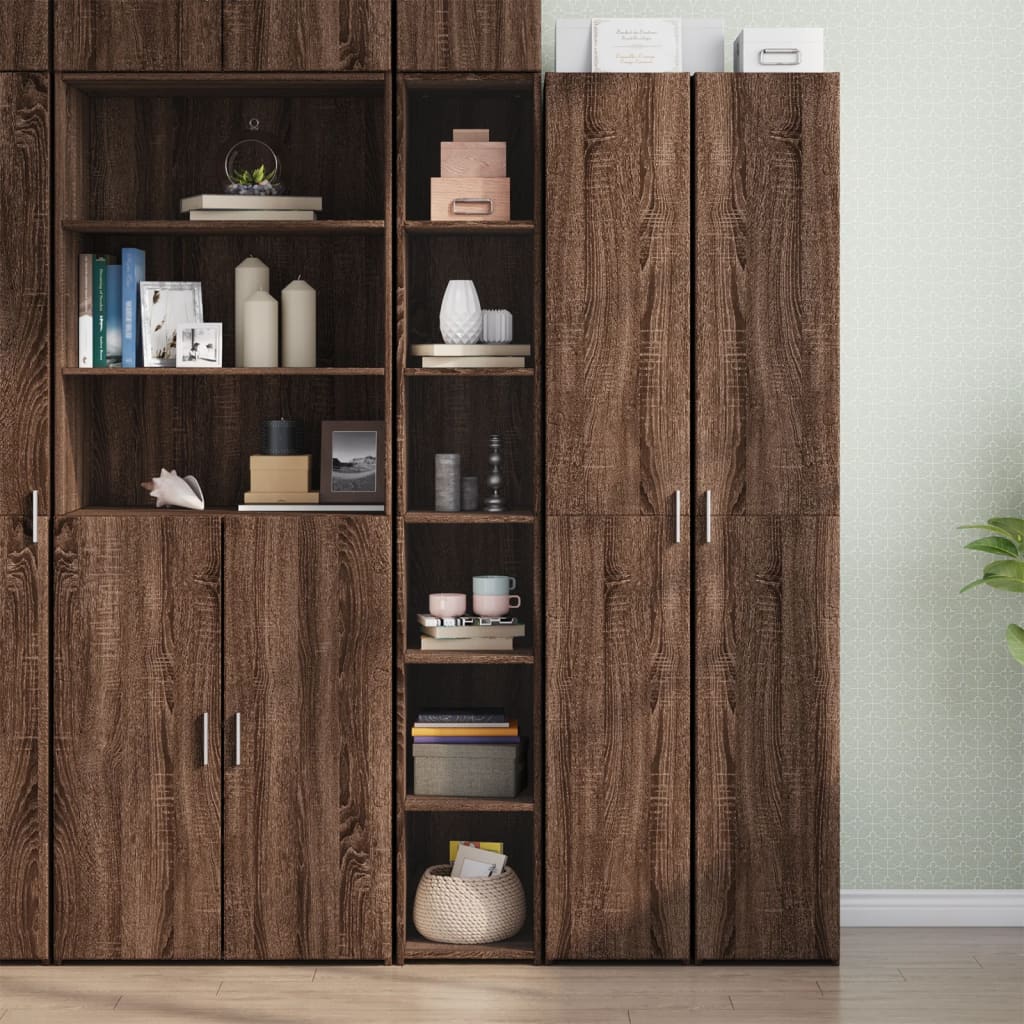 Buffet haut chêne marron 30x41x185 cm bois d'ingénierie - XIOS