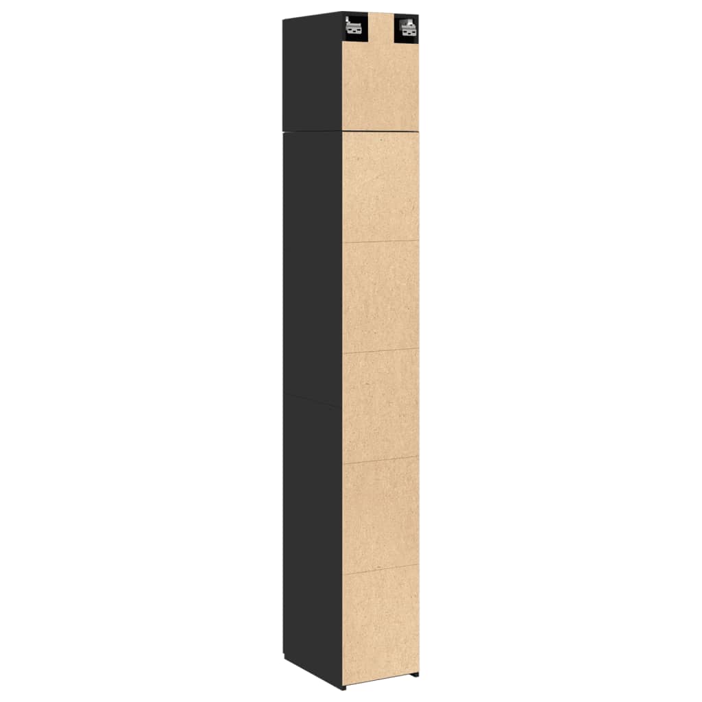 Armoire de rangement mince noir 30x42,5x225cm bois d'ingénierie - XIOS