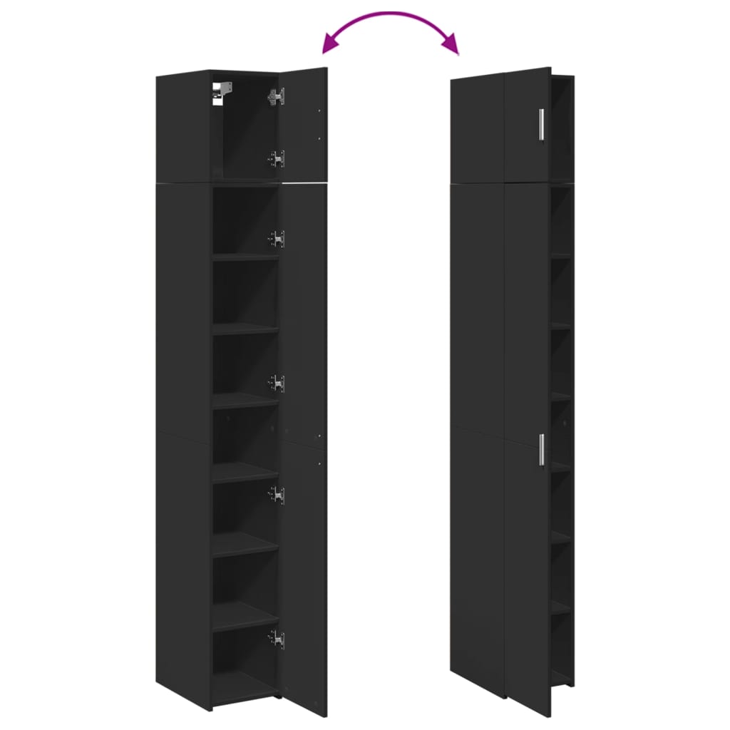Armoire de rangement mince noir 30x42,5x225cm bois d'ingénierie - XIOS