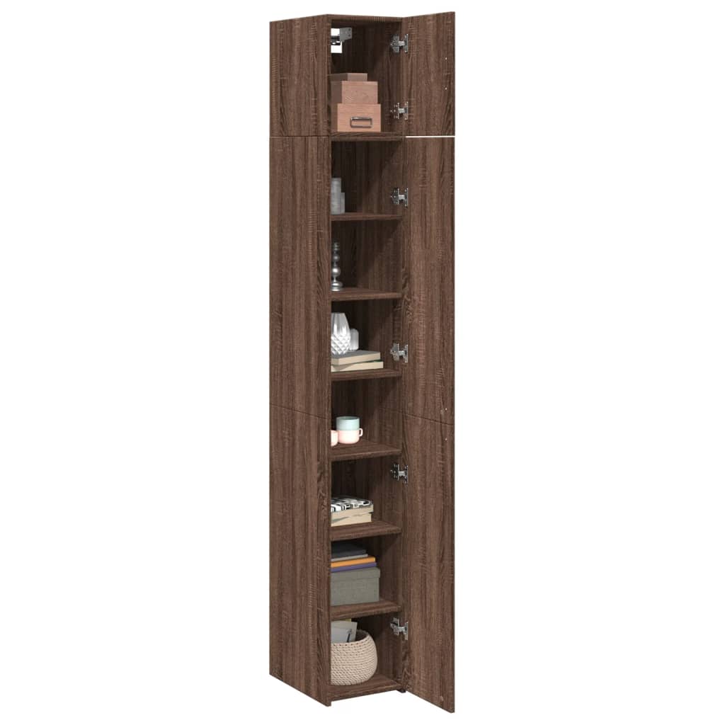 Armoire de rangement mince chêne marron 30x42,5x225 cm - XIOS