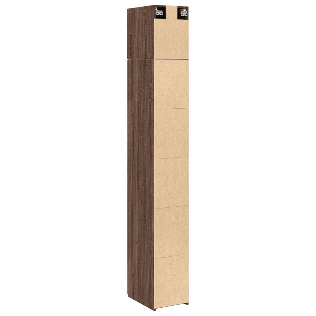 Armoire de rangement mince chêne marron 30x42,5x225 cm - XIOS