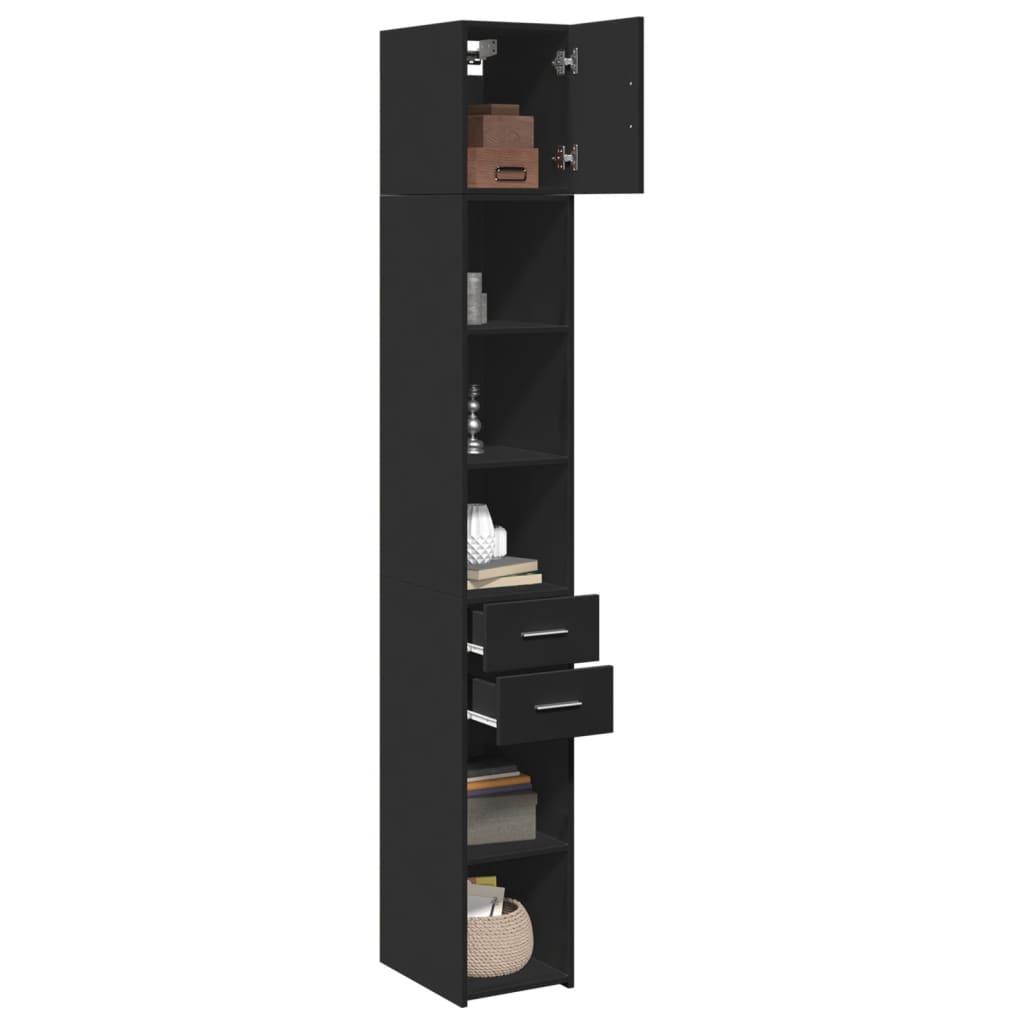 Armoire de rangement mince noir 30x42,5x225cm bois d'ingénierie - XIOS