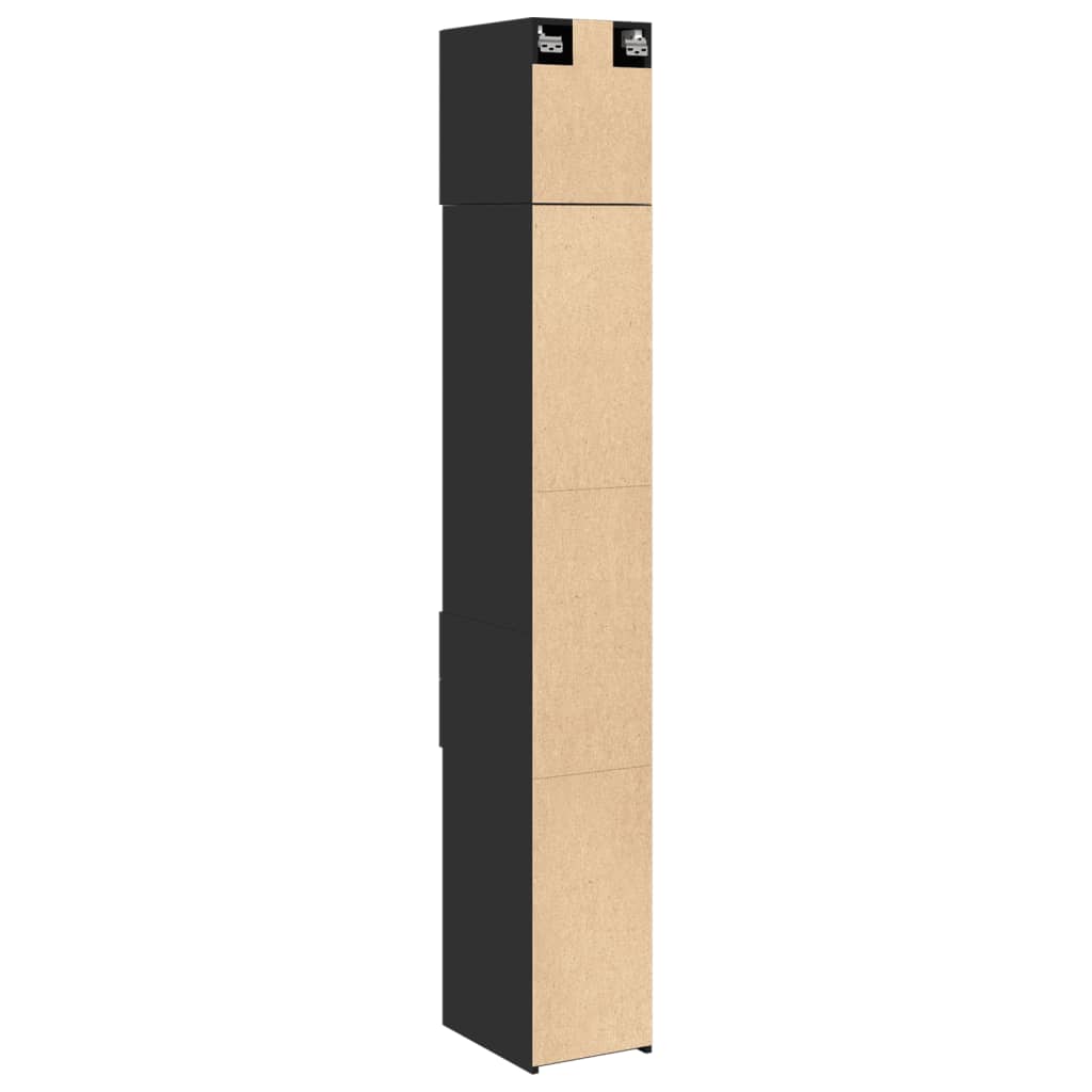 Armoire de rangement mince noir 30x42,5x225cm bois d'ingénierie - XIOS