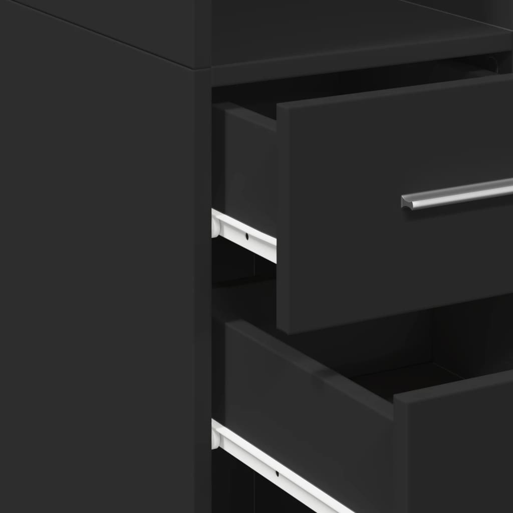 Armoire de rangement mince noir 30x42,5x225cm bois d'ingénierie - XIOS