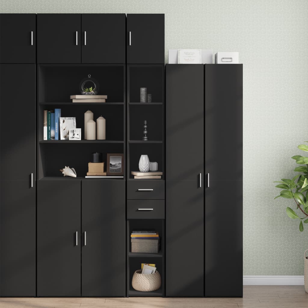 Armoire de rangement mince noir 30x42,5x225cm bois d'ingénierie - XIOS