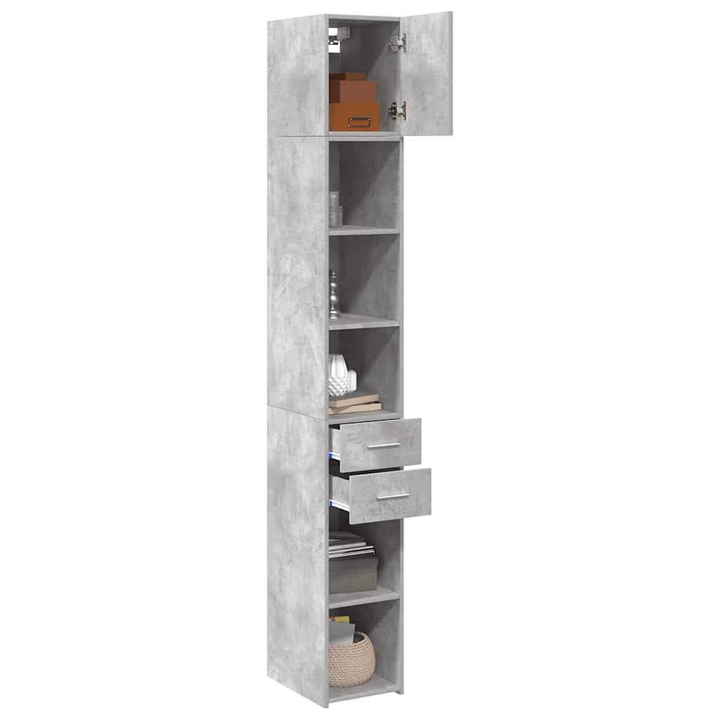 Armoire de rangement mince gris béton 30x42,5x225 cm - XIOS