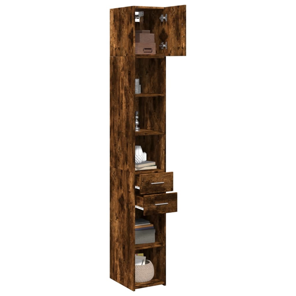 Armoire de rangement mince chêne fumé 30x42,5x225 cm - XIOS