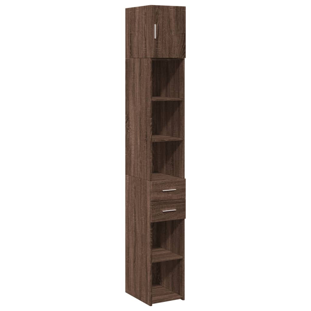 Armoire de rangement mince chêne marron 30x42,5x225 cm - XIOS