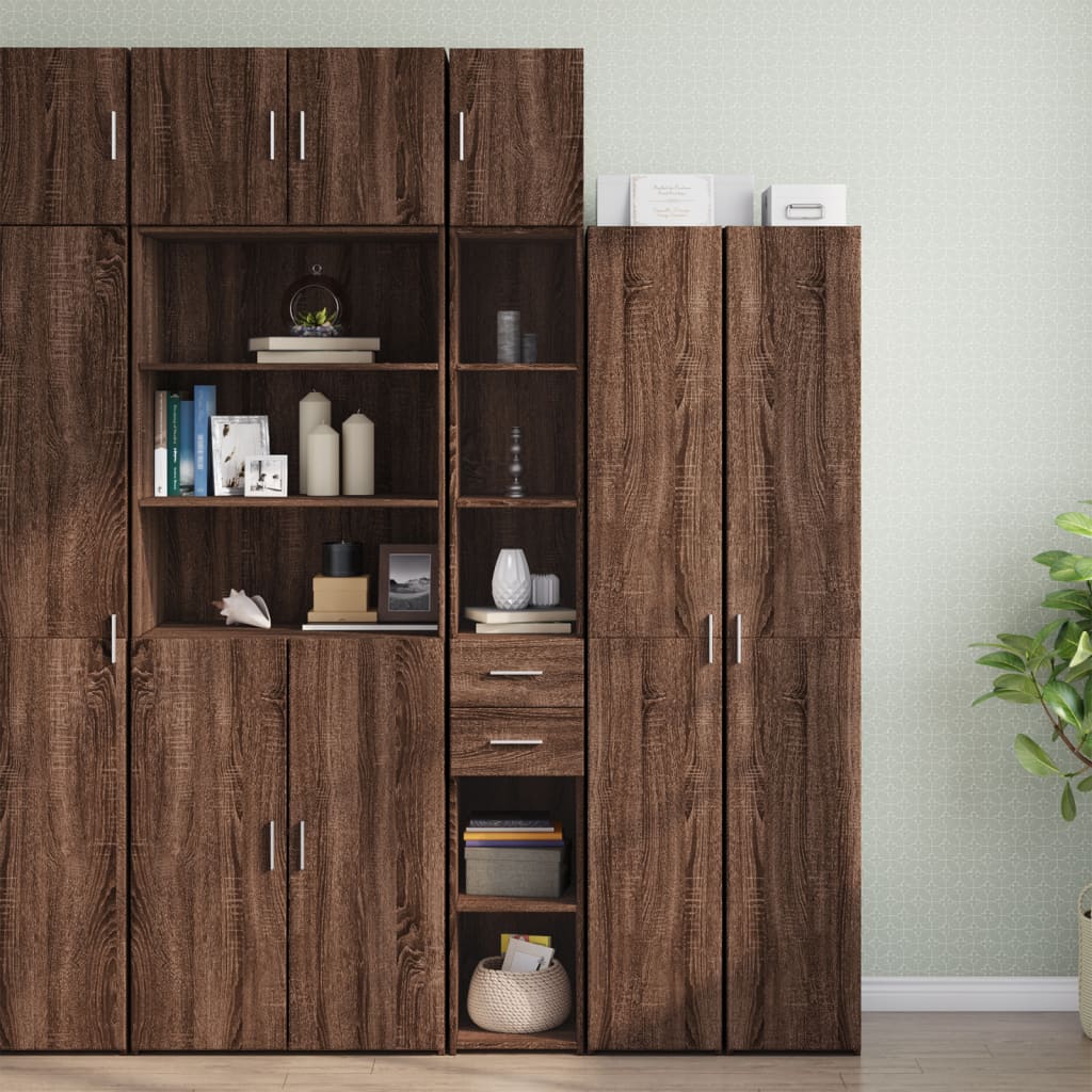 Armoire de rangement mince chêne marron 30x42,5x225 cm - XIOS