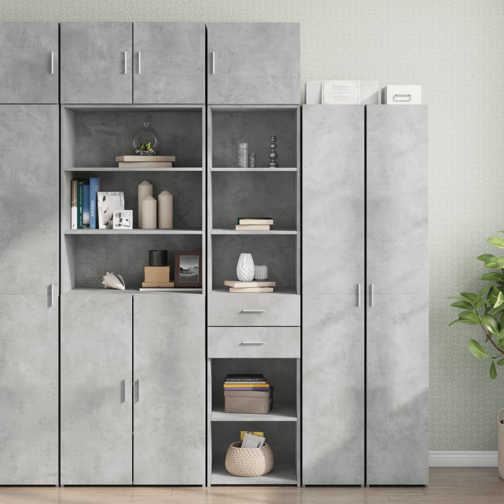 Armoire de rangement mince gris béton 45x42,5x225 cm - XIOS