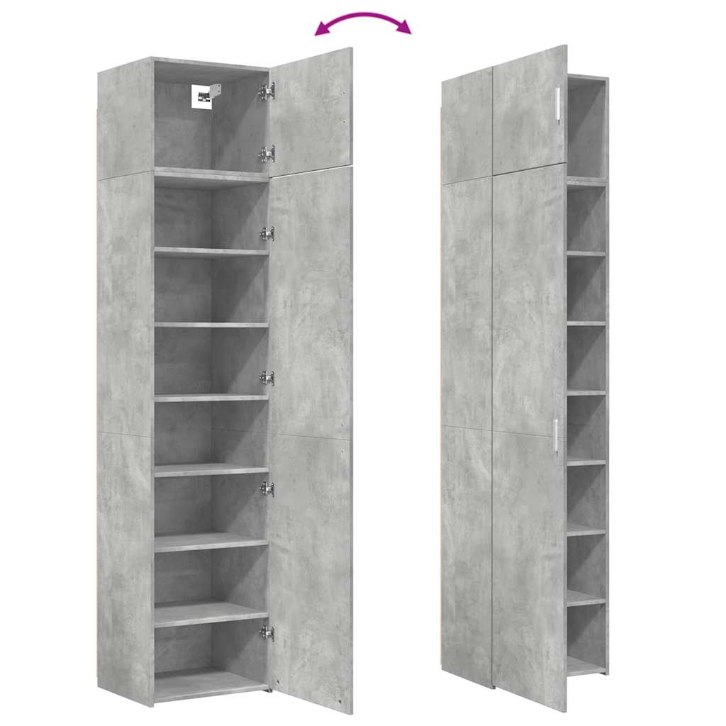 Armoire de rangement mince gris béton 50x42,5x225 cm - XIOS