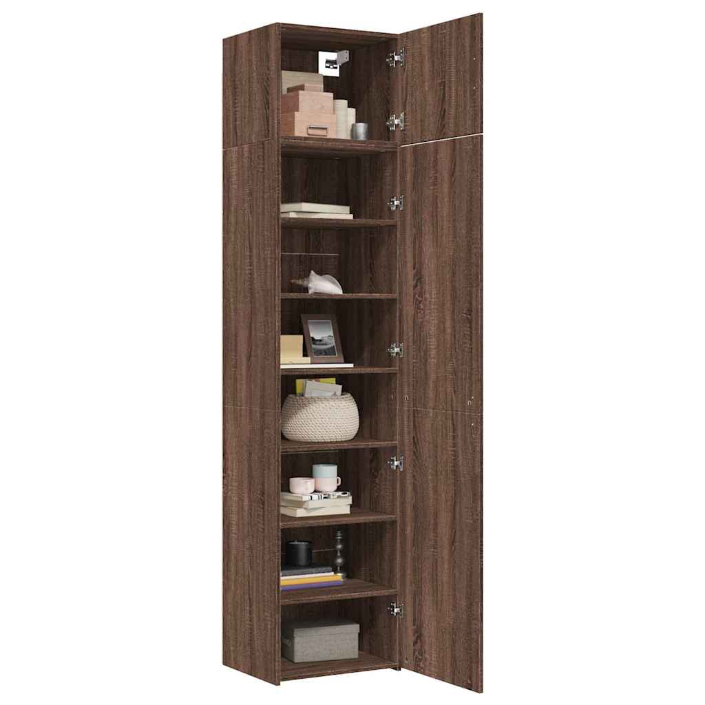 Armoire de rangement mince chêne marron 50x42,5x225 cm