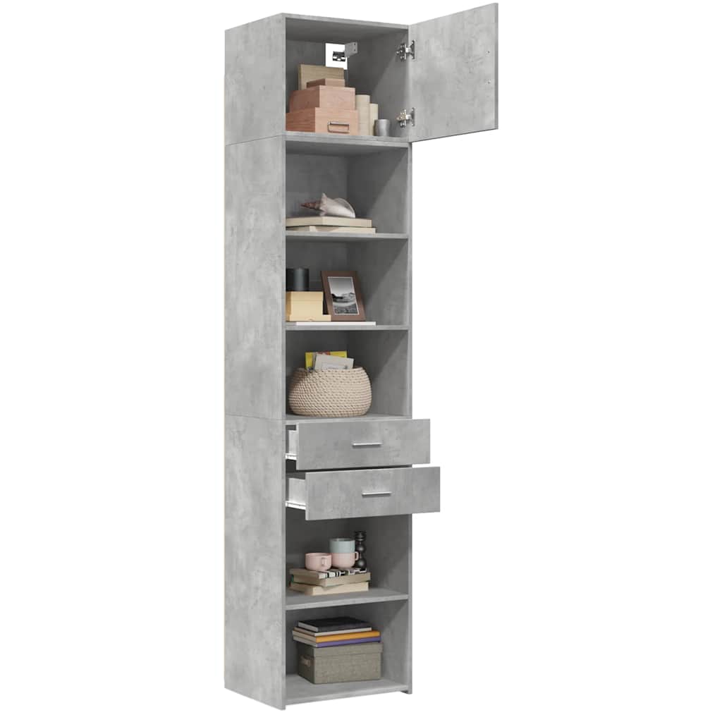 Armoire de rangement mince gris béton 50x42,5x225 cm - XIOS