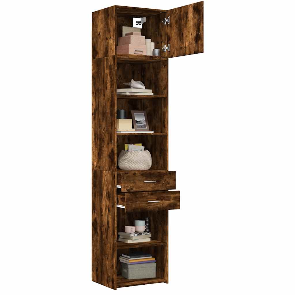 Armoire de rangement mince chêne fumé 50x42,5x225 cm - XIOS