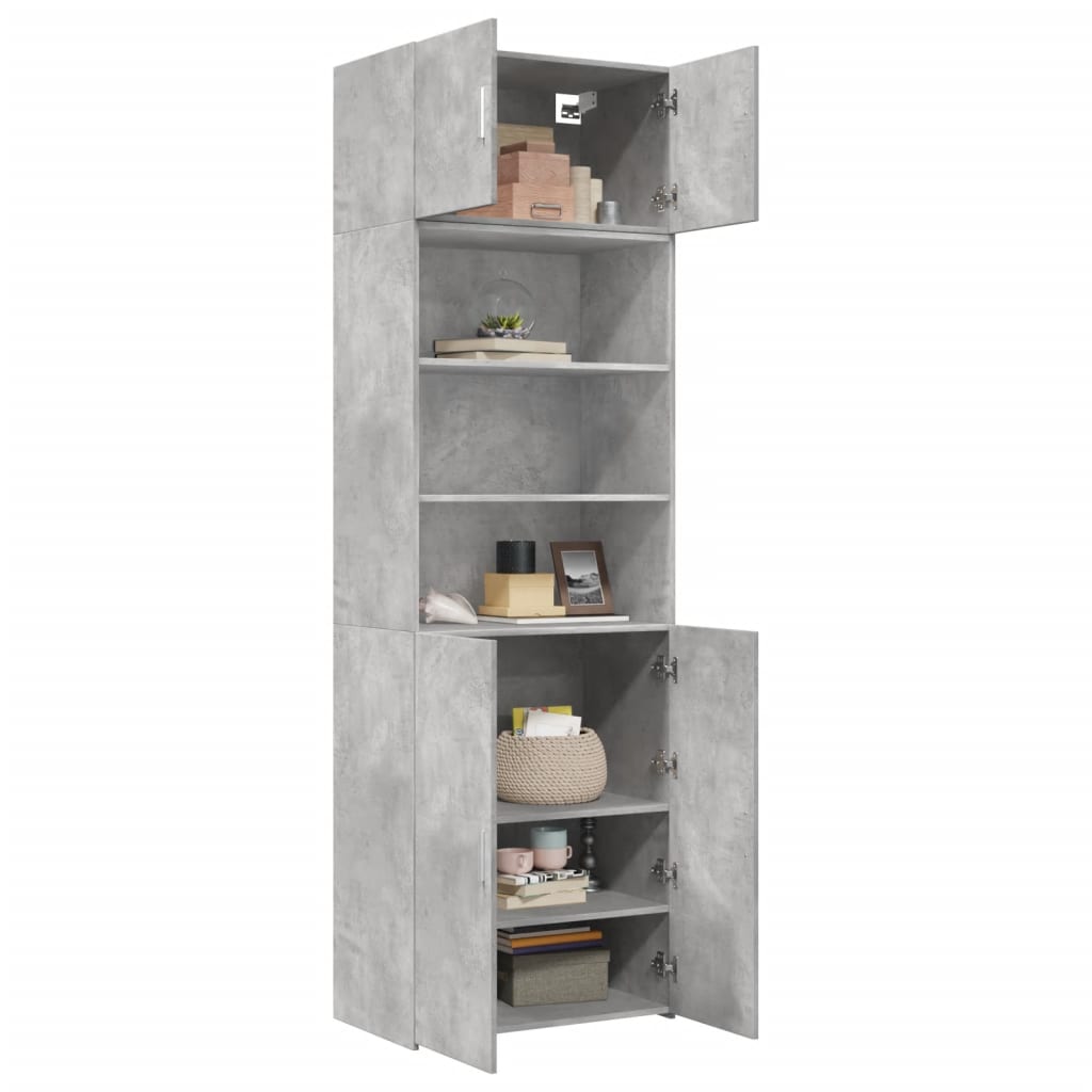 Armoire de rangement gris béton 70x42,5x225cm bois d'ingénierie - XIOS