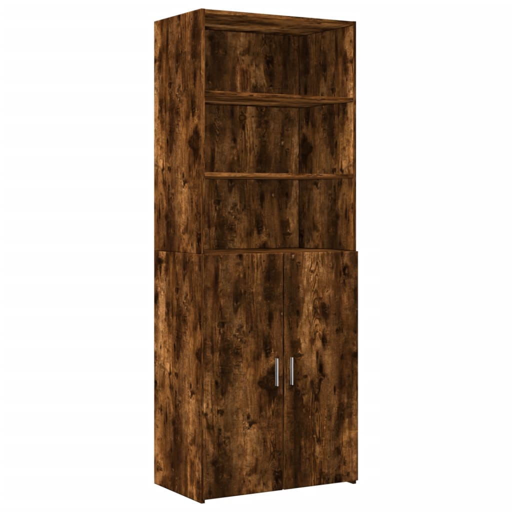 Armoire de rangement chêne fumé 70x42,5x225cm bois d'ingénierie - XIOS