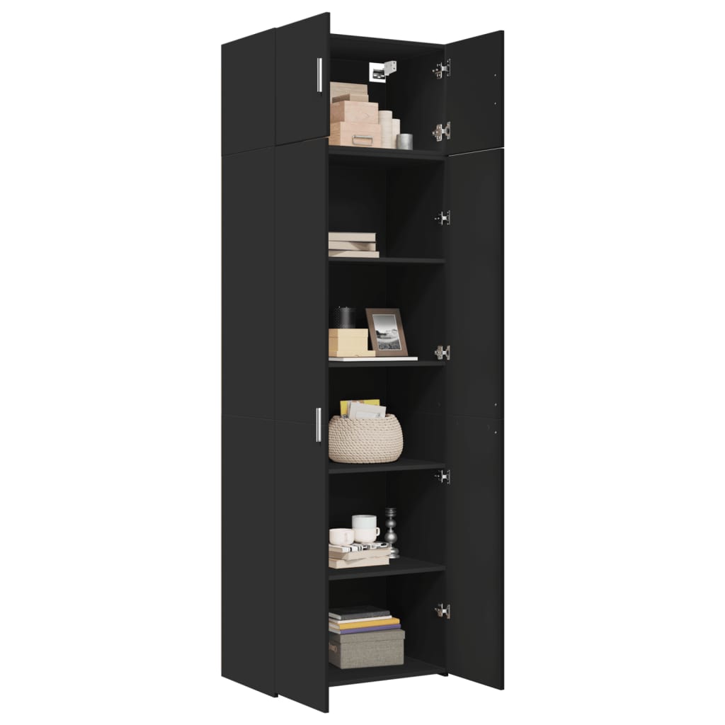 Armoire de rangement noir 70x42,5x225 cm bois d'ingénierie - XIOS