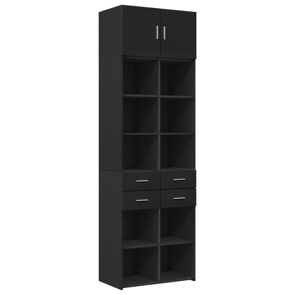 Armoire de rangement noir 70x42,5x225 cm bois d'ingénierie - XIOS