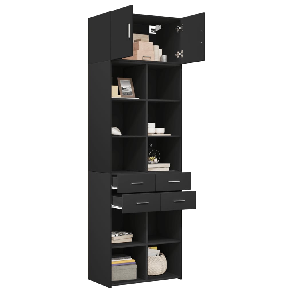Armoire de rangement noir 70x42,5x225 cm bois d'ingénierie - XIOS