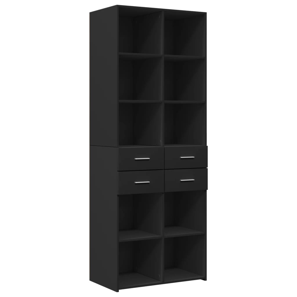Armoire de rangement noir 70x42,5x225 cm bois d'ingénierie - XIOS