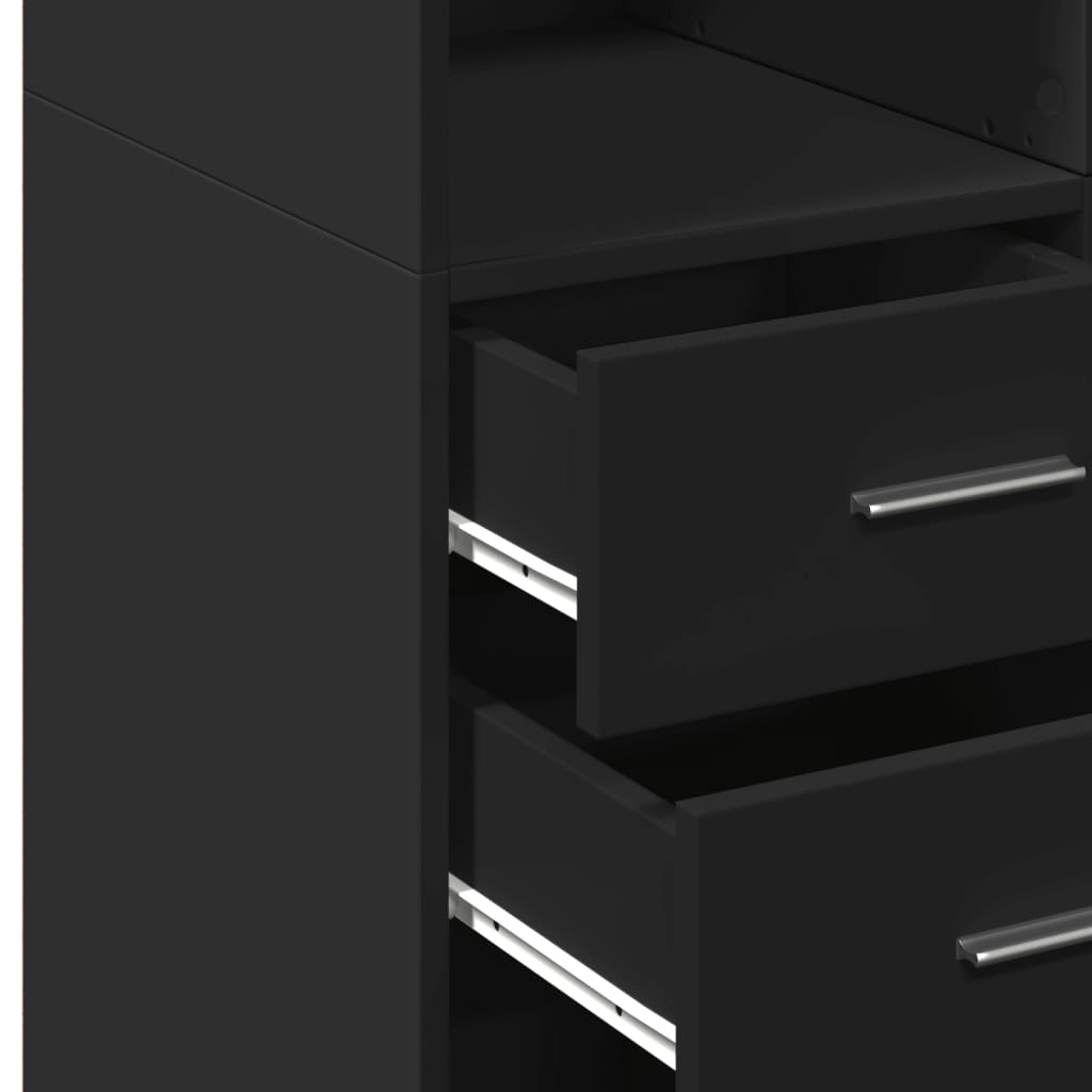 Armoire de rangement noir 70x42,5x225 cm bois d'ingénierie - XIOS