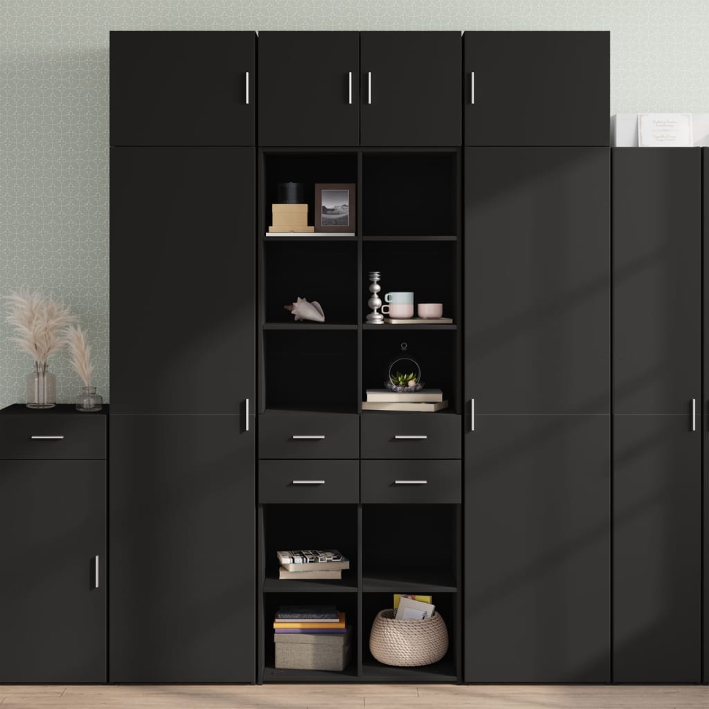 Armoire de rangement noir 70x42,5x225 cm bois d'ingénierie - XIOS