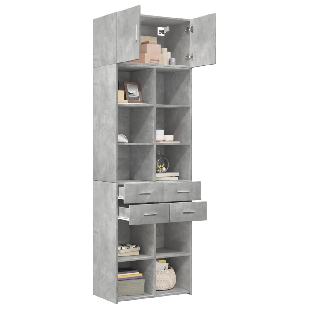 Armoire de rangement gris béton 70x42,5x225cm bois d'ingénierie - XIOS
