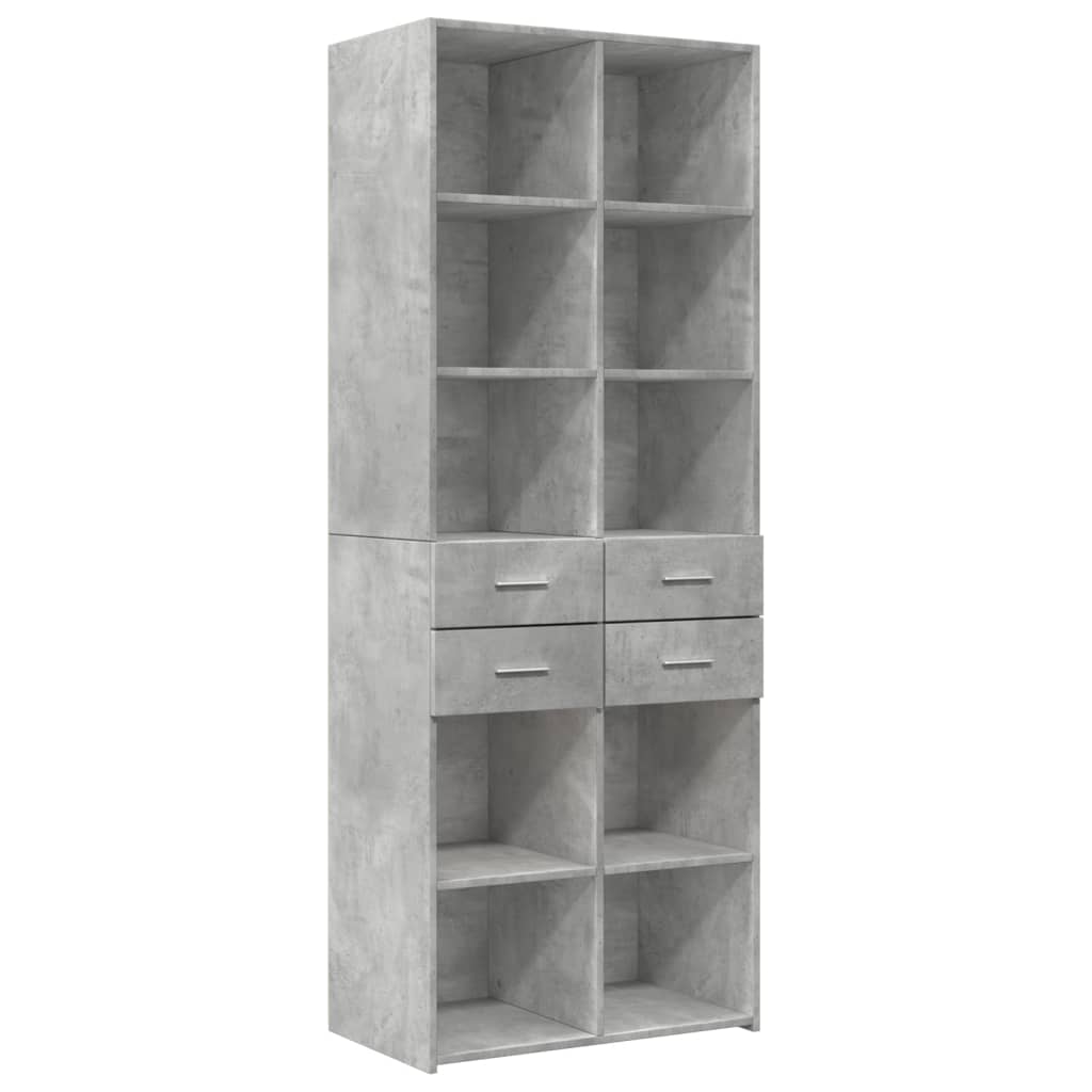 Armoire de rangement gris béton 70x42,5x225cm bois d'ingénierie - XIOS