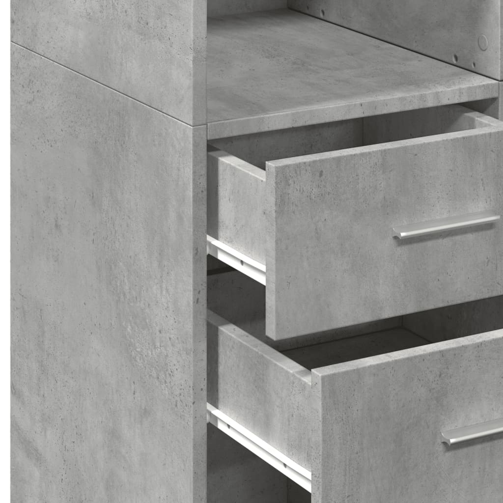 Armoire de rangement gris béton 70x42,5x225cm bois d'ingénierie - XIOS