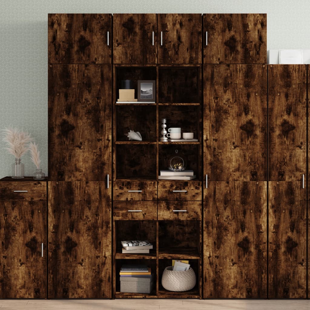 Armoire de rangement chêne fumé 70x42,5x225cm bois d'ingénierie - XIOS