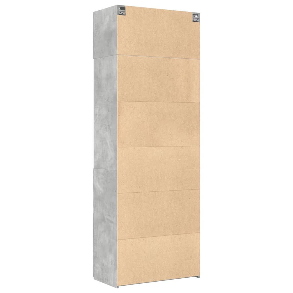 Armoire de rangement gris béton 80x42,5x225cm bois d'ingénierie - XIOS
