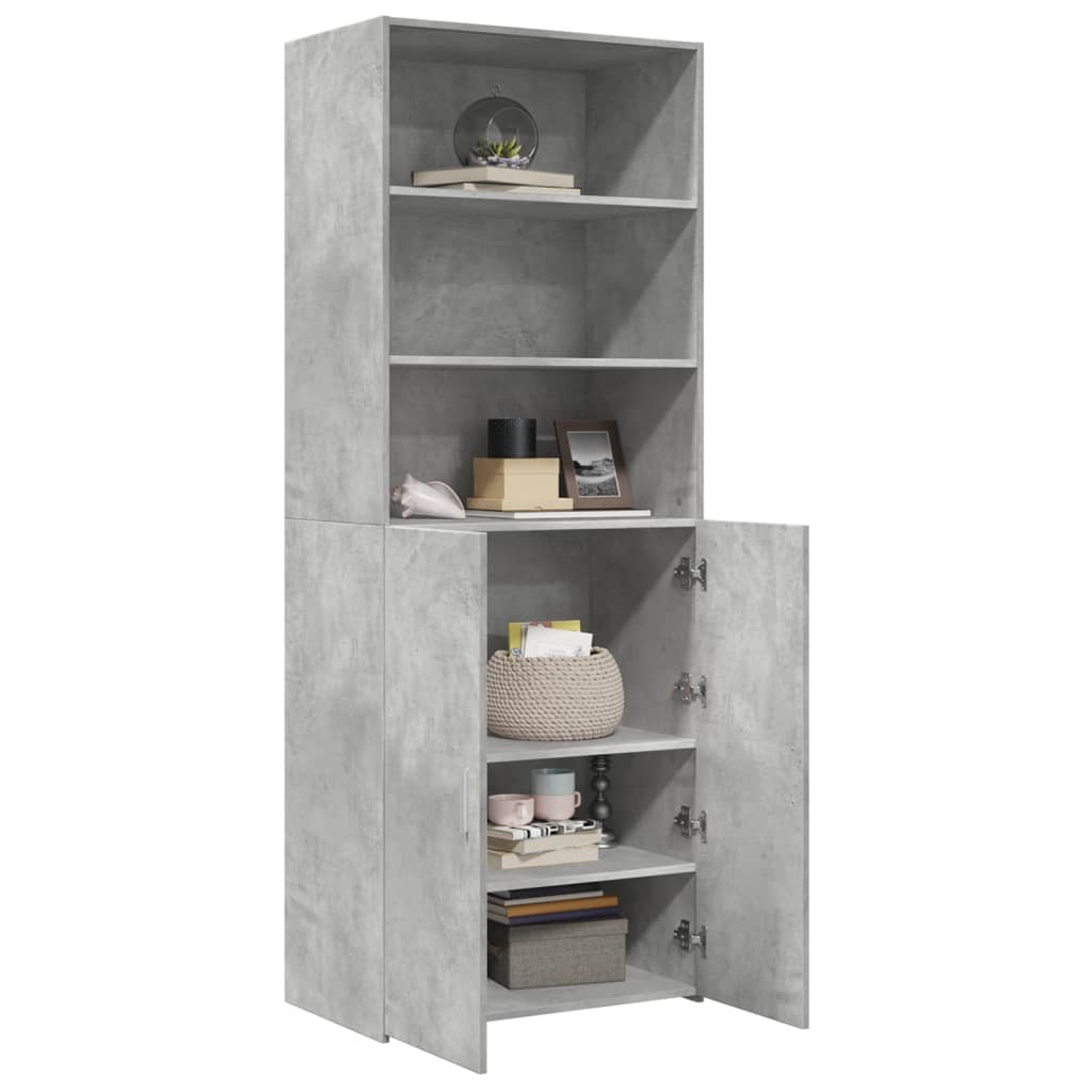 Buffet haut gris béton 70x42,5x185 cm bois d'ingénierie - XIOS