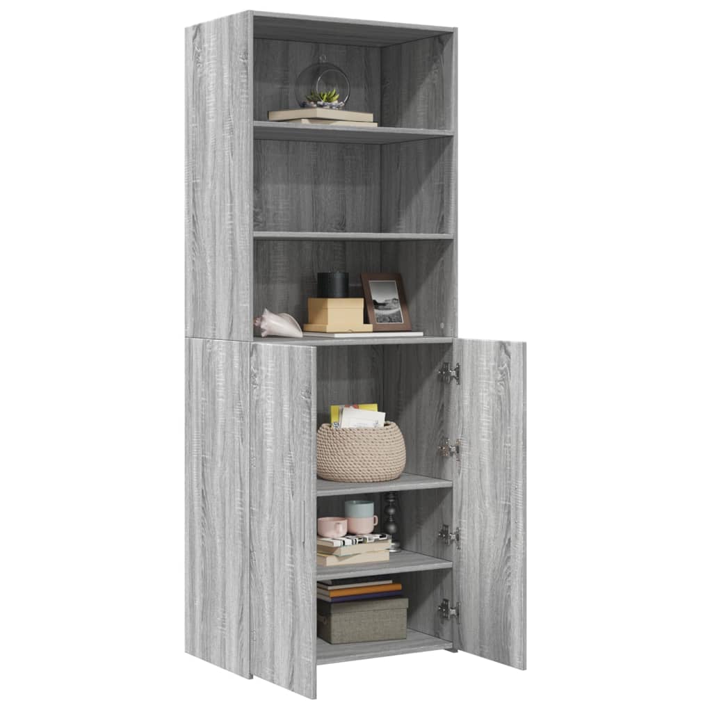 Buffet haut sonoma gris 70x42,5x185 cm bois d'ingénierie - XIOS