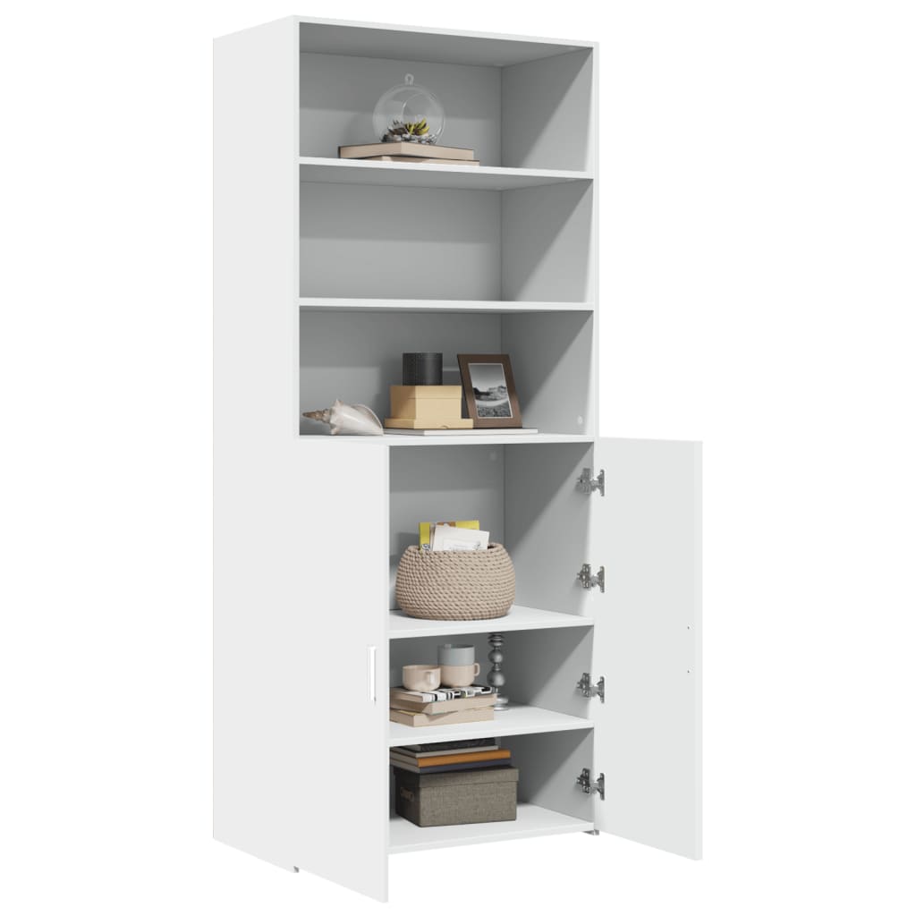 Buffet haut blanc 80x42,5x185 cm bois d'ingénierie - XIOS