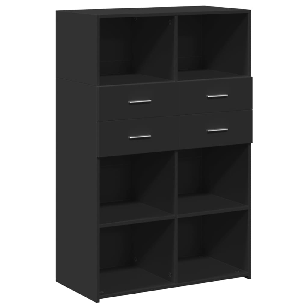Buffet haut noir 80x42,5x124 cm bois d'ingénierie - XIOS