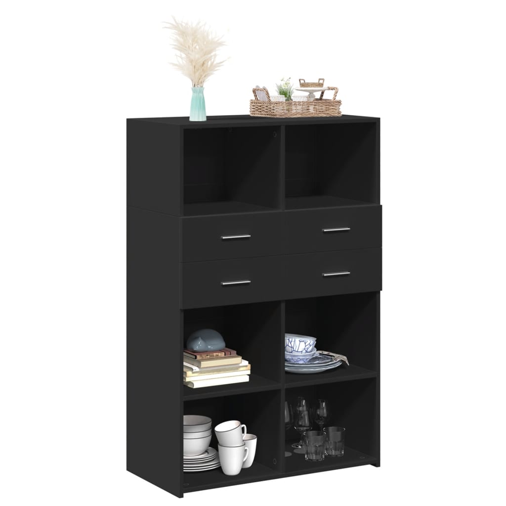 Buffet haut noir 80x42,5x124 cm bois d'ingénierie - XIOS