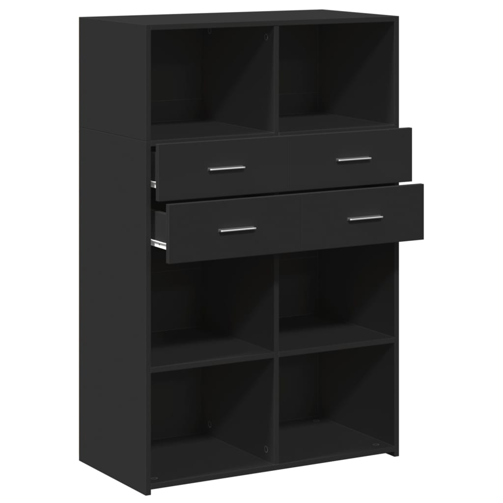 Buffet haut noir 80x42,5x124 cm bois d'ingénierie - XIOS