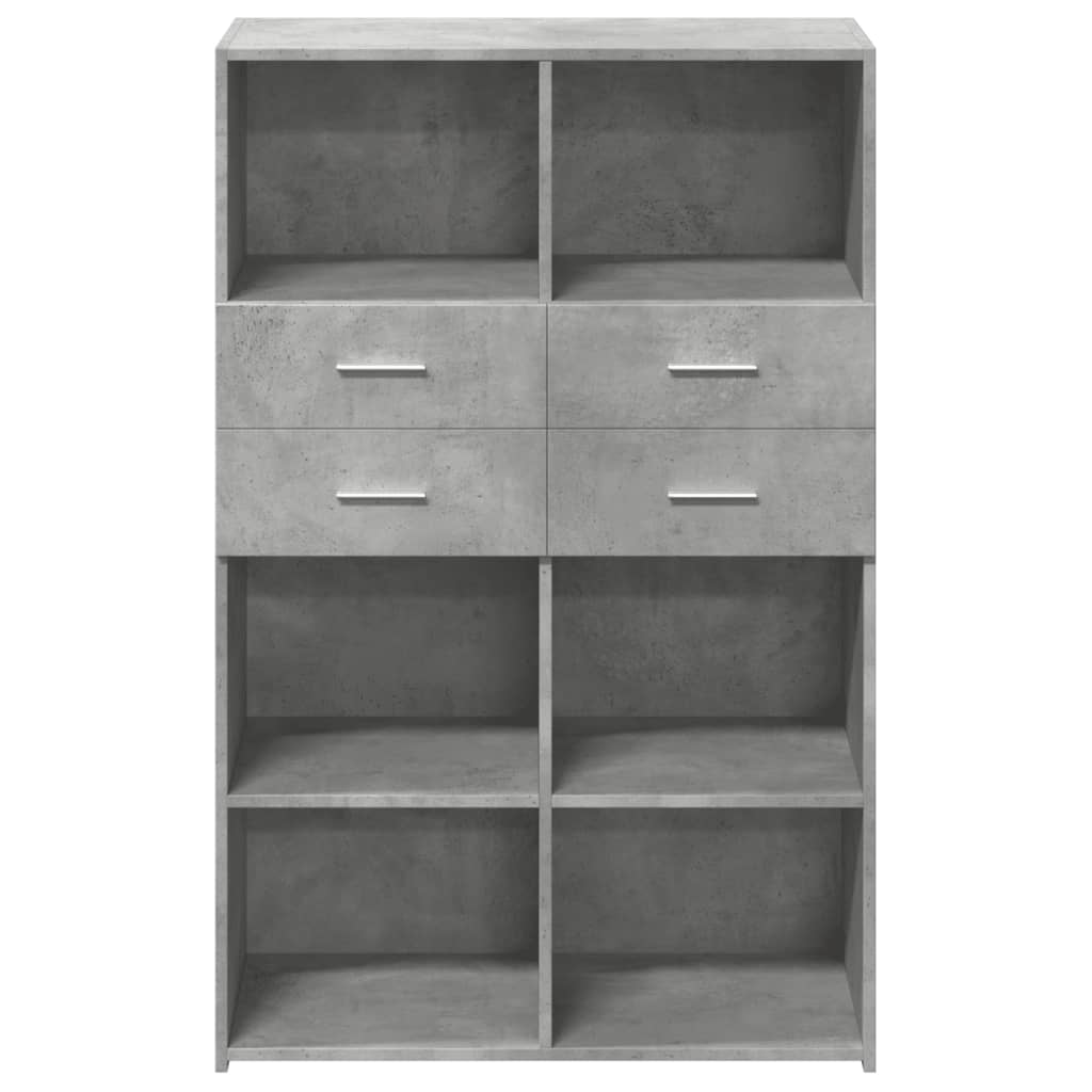 Buffet haut gris béton 80x42,5x124 cm bois d'ingénierie - XIOS